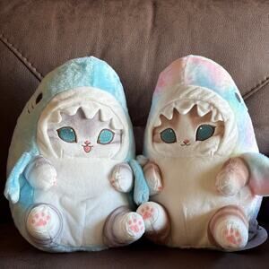 NWT Authentic Mofusand Pastel Shark Mofusand Set of 2: Colorful + Blue Plush 11”